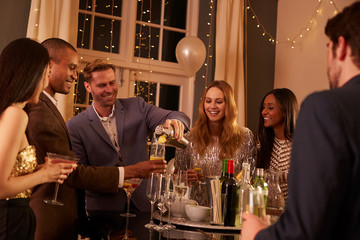 Wall Mural - Man Making Cocktails For Friends At Party