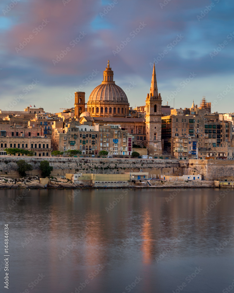 Obraz na płótnie Valletta in the Morning, Malta w salonie