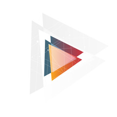 Aufkleber - Isolated abstract pink and orange color triangle logo on black background, geometric triangular shape logotype of transparent overlays vector illustration