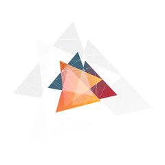 Aufkleber - Isolated abstract pink and orange color triangle logo on black background, geometric triangular shape logotype of transparent overlays vector illustration