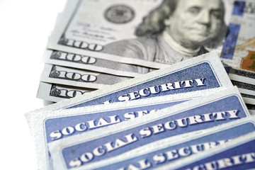 Wall Mural - Social Security Cards in a Row Pile for Retirement