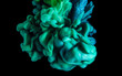 Tinte / farbige Flüssigkeit in Wasser. Wolken, Unterwasserwelten und Skulpturen enstehen