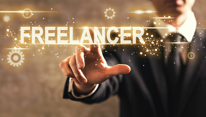 Poster - Freelancer text with businessman