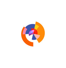 Poster - Isolated abstract colorful pie chart logo, round shape diagram logotype, infographic element vector illustration
