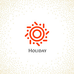 Poster - Isolated abstract round shape orange color logo, sun logotype vector illustration on a background of dots