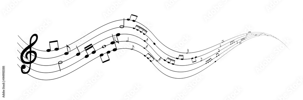 Set of musical notes on five-line clock notation without a featu - obrazy, fototapety, plakaty 