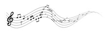 Set Of Musical Notes On Five-line Clock Notation Without A Featu