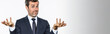© STUDIO GRAND WEB - panoramic banner for happy businessman showing his carefree or irresponsibility