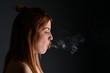 © muro - young woman with cigarette, smoking concept on black background