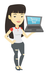 Wall Mural - Woman shopping online vector illustration