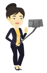 Wall Mural - Woman making selfie vector illustration.