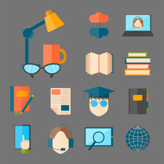 Wall Mural - Education and school vector illustration web icon set college training graduate symbols.