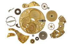 Disassembled Clockwork Mechanism - Various Part Of Clockwork Mechanism