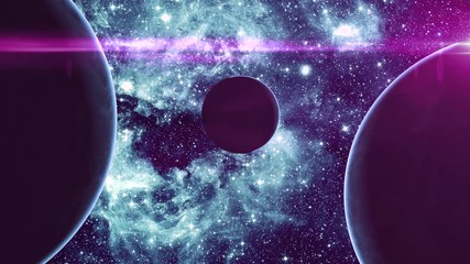 Wall Mural - three planets in outer space