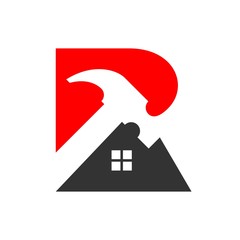 Wall Mural - hammer logo vector. home construction logo.