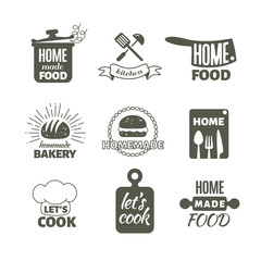 Wall Mural - Retro kitchen cooking at home and handmade vector badges and logos