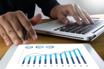 Poster - Sales Many charts and graphs Business Increase Revenue Shares Concept.