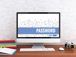 Poster - 3d Computer with word PASSWORD.