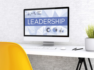 Poster - 3d Computer with word LEADERSHIP.