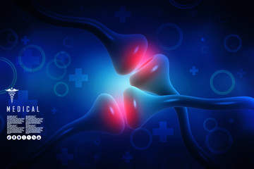 Poster - Synapse and Neuron cells sending electrical chemical signals. 3d rendering
