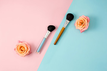 Wall Mural - Make up brushes on colorful background