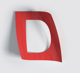 Fototapete - Colorful Bent Sticker Font Made Of Cut Out Glossy Paper. Vibrant Big Letter D. 3d rendering illustration