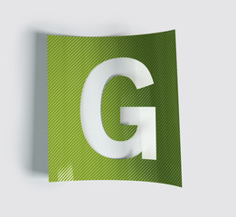 Fototapete - Colorful Bent Sticker Font Made Of Cut Out Glossy Paper. Vibrant Big Letter G. 3d rendering illustration