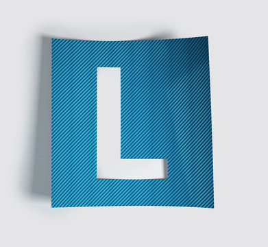 Colorful Bent Sticker Font Made Of Cut Out Glossy Paper. Vibrant Big Letter L. 3d rendering illustration