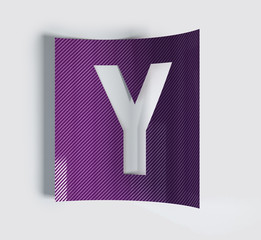 Fototapete - Colorful Bent Sticker Font Made Of Cut Out Glossy Paper. Vibrant Big Letter Y. 3d rendering illustration