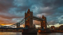 Tower Bridge In London, Day To Night Time-lapse With Wide Angle Lens. 
The Bridge Opens, Bridge Lift Times.