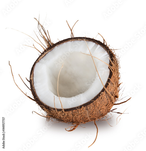 Stampa su Tela close-up of a coconut on white background