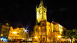 Old Town City Hall in Prague (Night view), view from Old Town Square and astronomical clock. Czech Republic
