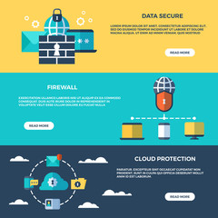 Poster - online email security, newsletter marketing, computer protection vector banners