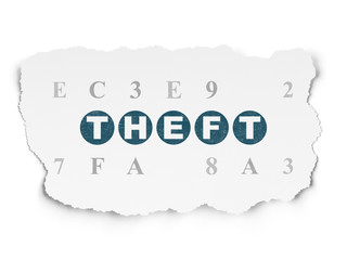 Security concept: Theft on Torn Paper background