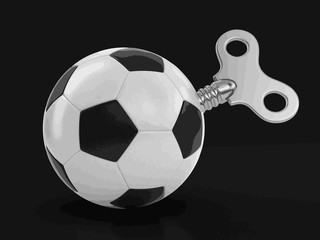Poster - Soccer football with winding key. Image with clipping path