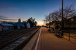 Train platform at sunrise - Merced, California, USA
