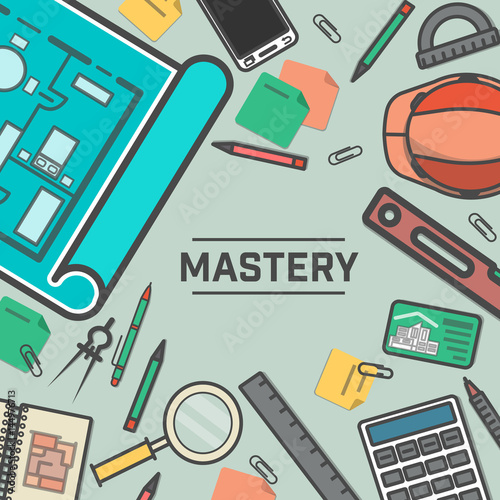 Architectural Studio Top View Banner Vector Illustration Building
