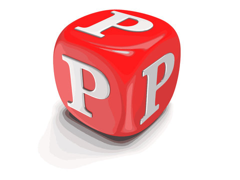 Dices with letter P. Image with clipping path 