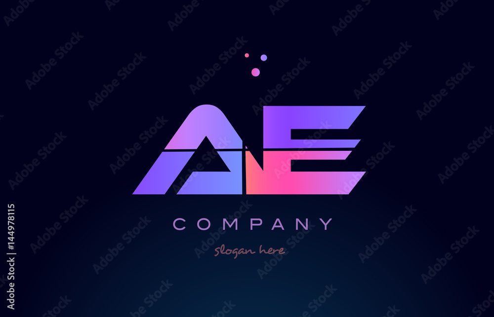 ae a d creative blue pink purple alphabet letter logo icon design Stock ...