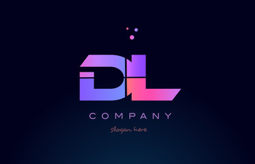 dl d l creative blue pink purple alphabet letter logo icon design