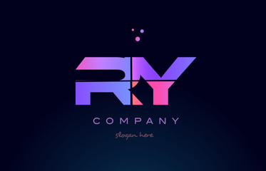 ry r y creative blue pink purple alphabet letter logo icon design