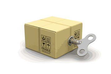 Poster - Close package with Winding key. Image with clipping path