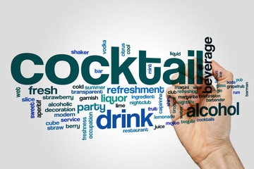 Poster - Cocktail word cloud concept on grey background