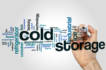 Cold storage word cloud concept on grey background