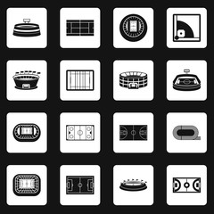 Sport stadium icons set squares vector