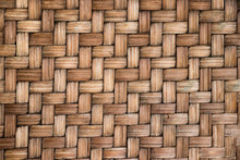 Closed Up Of Brown Color Wooden Weave Texture Background