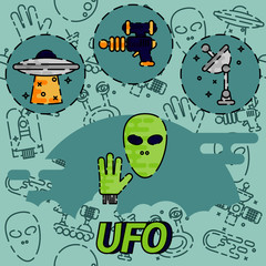 Wall Mural - UFO flat concept icon