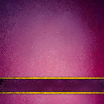 purple pink background with dark ribbon with gold trim footer, elegant rich vintage textured color with shiny yellow stripes on bottom border for adding your own text or title