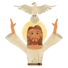 drawing jesus christ holy spirit design vector illustration eps 10