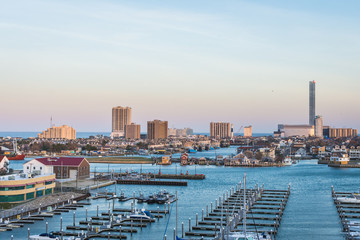 Wall Mural - Overlooking State Marina Harbor in Atlantic City, New jersey at sunset